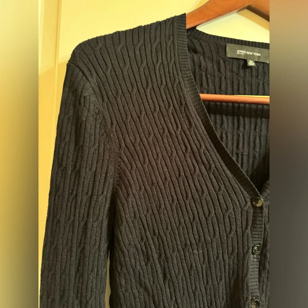 NWOT Jones New York Women’s Sweater Cardigan Top In Black Size PM